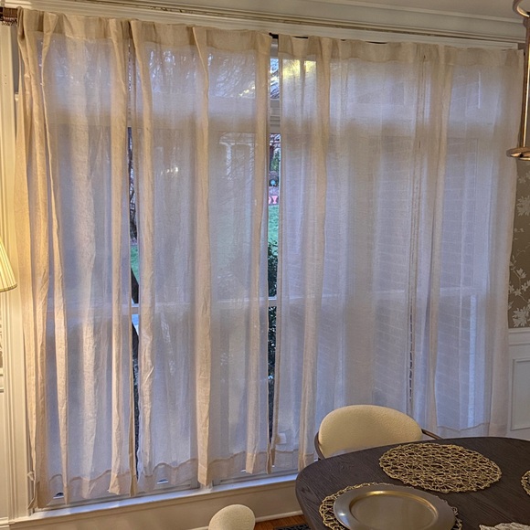 QUINCE Set Of 4 48x84 European Linen Sheer Curtains Flax - Picture 3 of 3